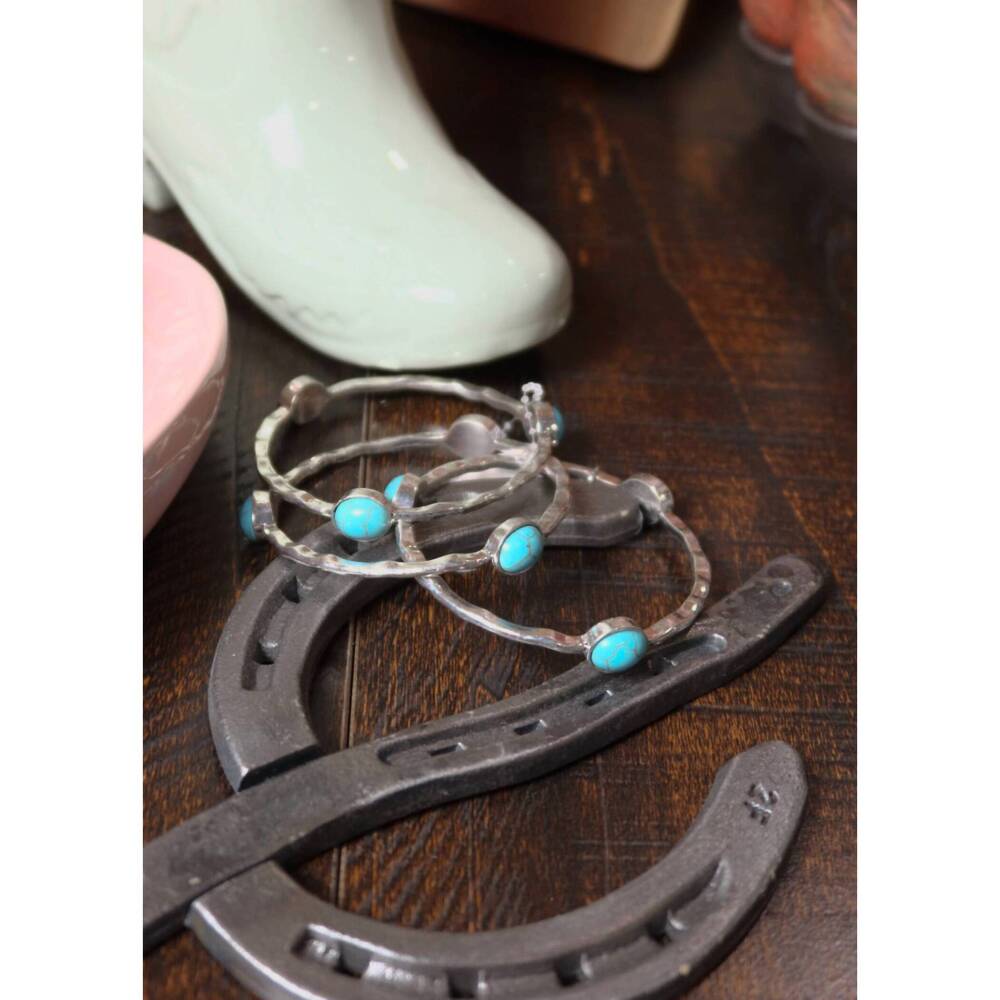 NEW WEST & CO. women's ragged three set bangles in turquoise